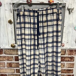 Geoffrey Beene Navy and Cream Plaid Sleep Pants